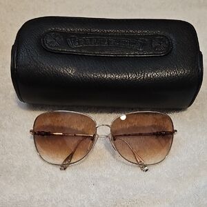 Chrome Hearts Unisex Gradient Brown Gold Aviator Sunglasses -stains 111 Like New
